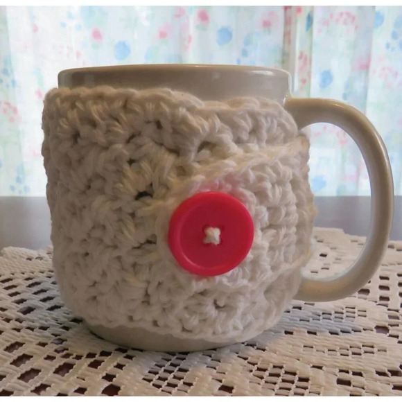 Crocheted Cup Cozy Handmade Coffee Mug or Tea Warmer - Picture 4 of 5